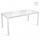 ЛОФТ стол раздвижной со стеклом Белый Optiwhite/Белый